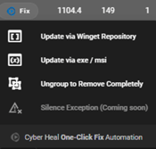 Cyber Heal pop-up example - automated remediation solution