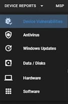 device reports drop down menu 